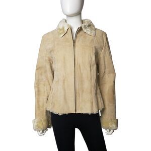 XHILARATION Light Tan Suede Faux Fur Jacket Coat Juniors Size XL